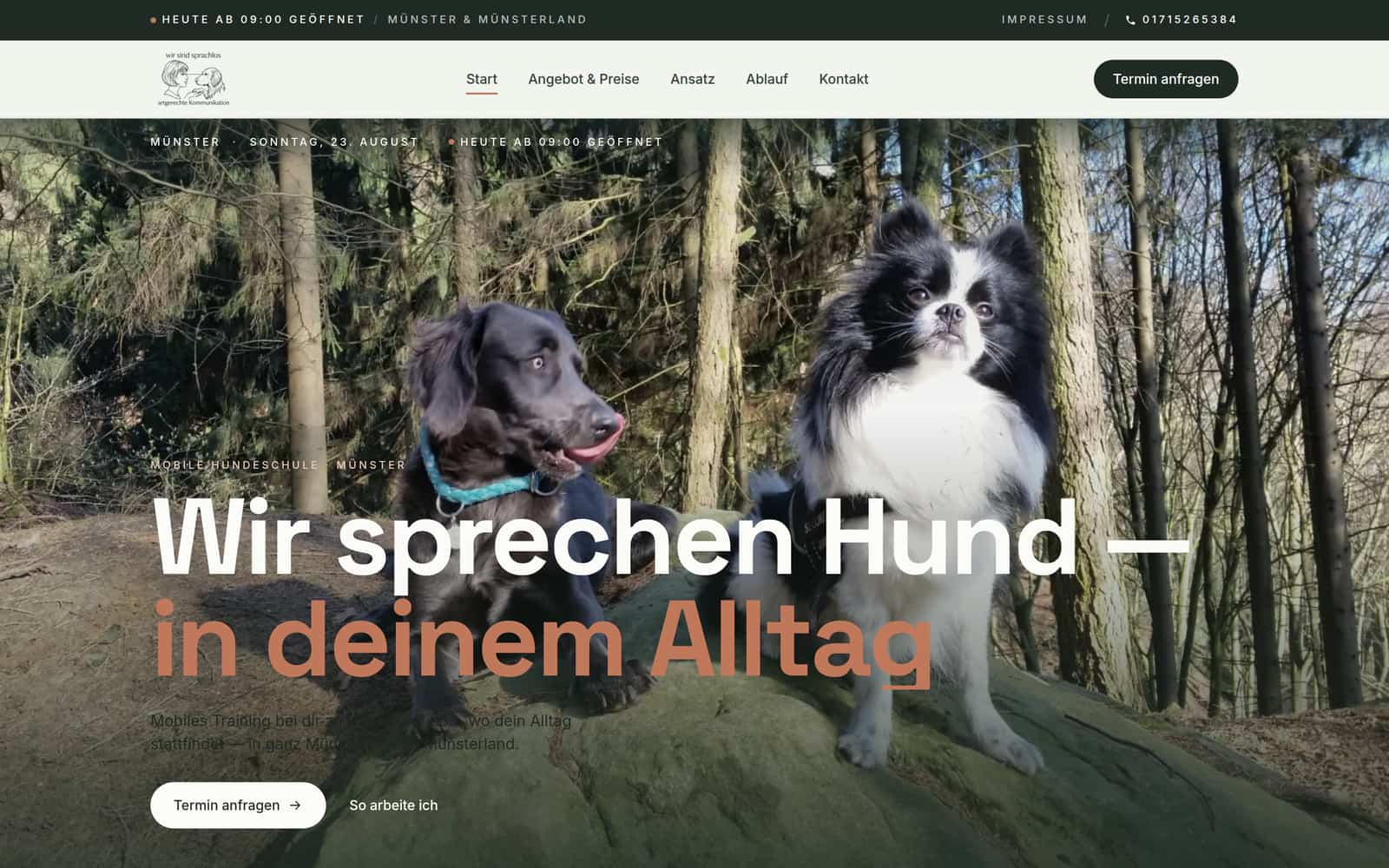 Hundeschule Sprachlos – Mehrseitige Website von 99dev
